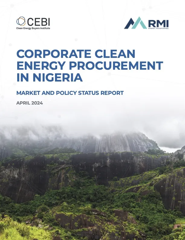 Cover of Corporate Clean Energy Procurement in Nigeria report.